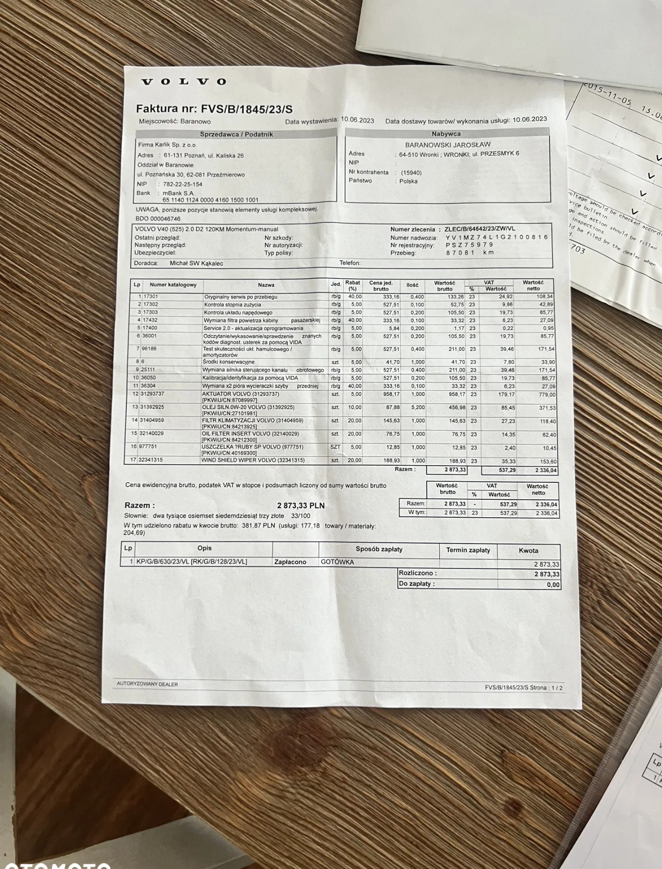 Volvo V40 cena 55000 przebieg: 102600, rok produkcji 2017 z Wronki małe 106